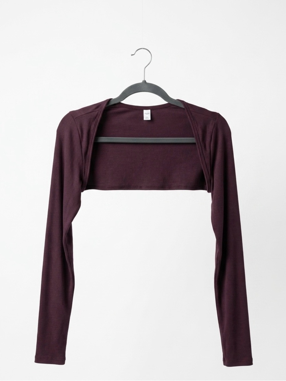 Parade women’s ultra cropped deep burgundy Ribbed Shrug Sleeve Layer - size M